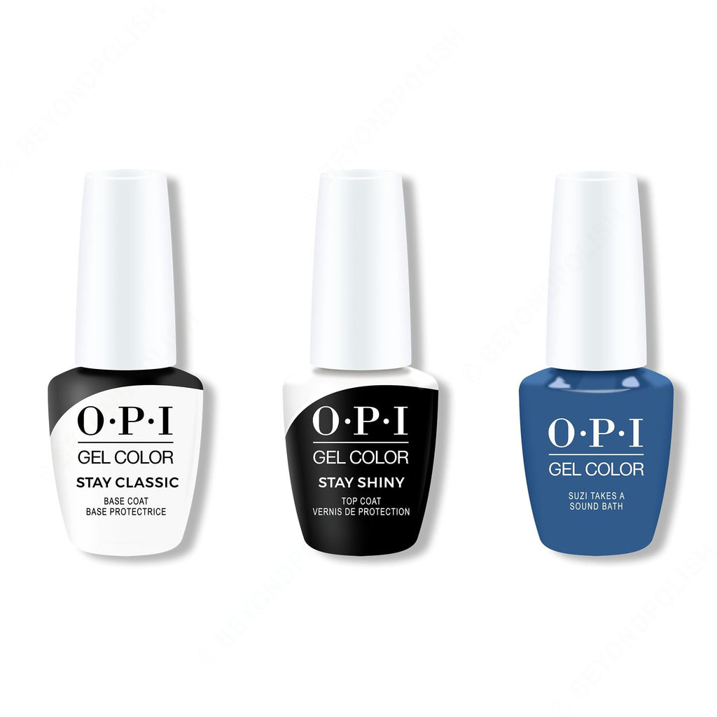 OPI GelColor Combo - Stay Classic Base, Shiny Top & Suzi Takes A Sound Bath - Long Lasting Formula