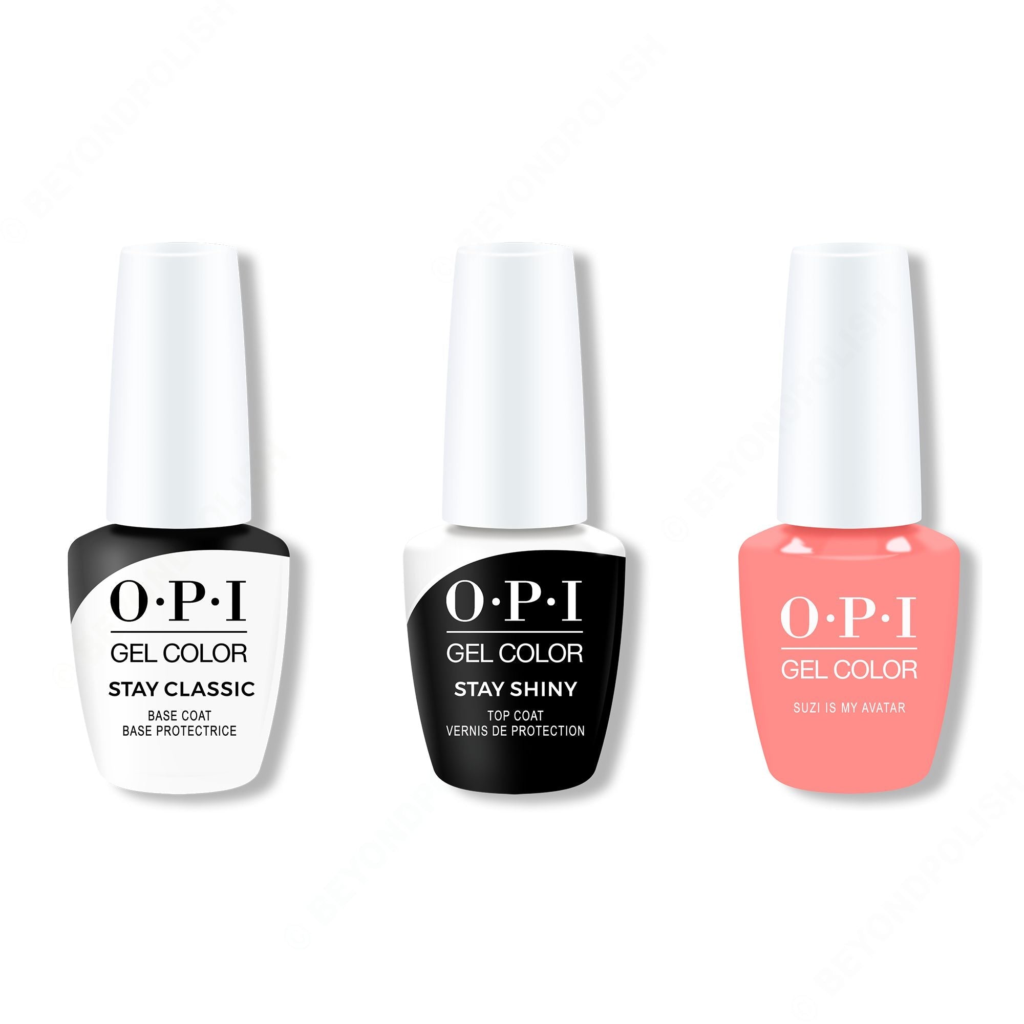 OPI GelColor Combo - Stay Classic Base, Shiny Top & Suzi is My Avatar - Long Lasting Formula