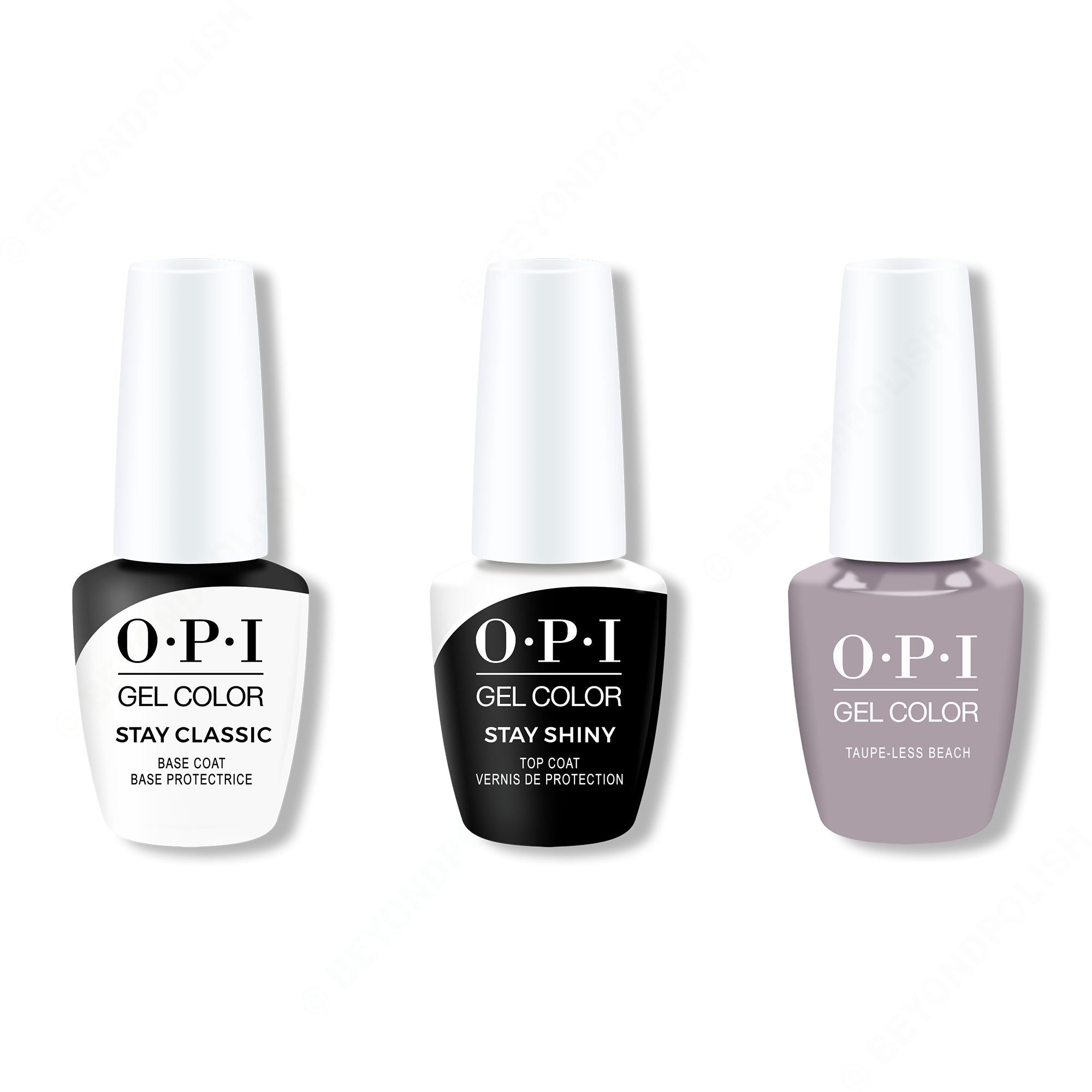 OPI GelColor Combo - Stay Classic Base, Shiny Top & Taupe-less Beach - Long Lasting Formula