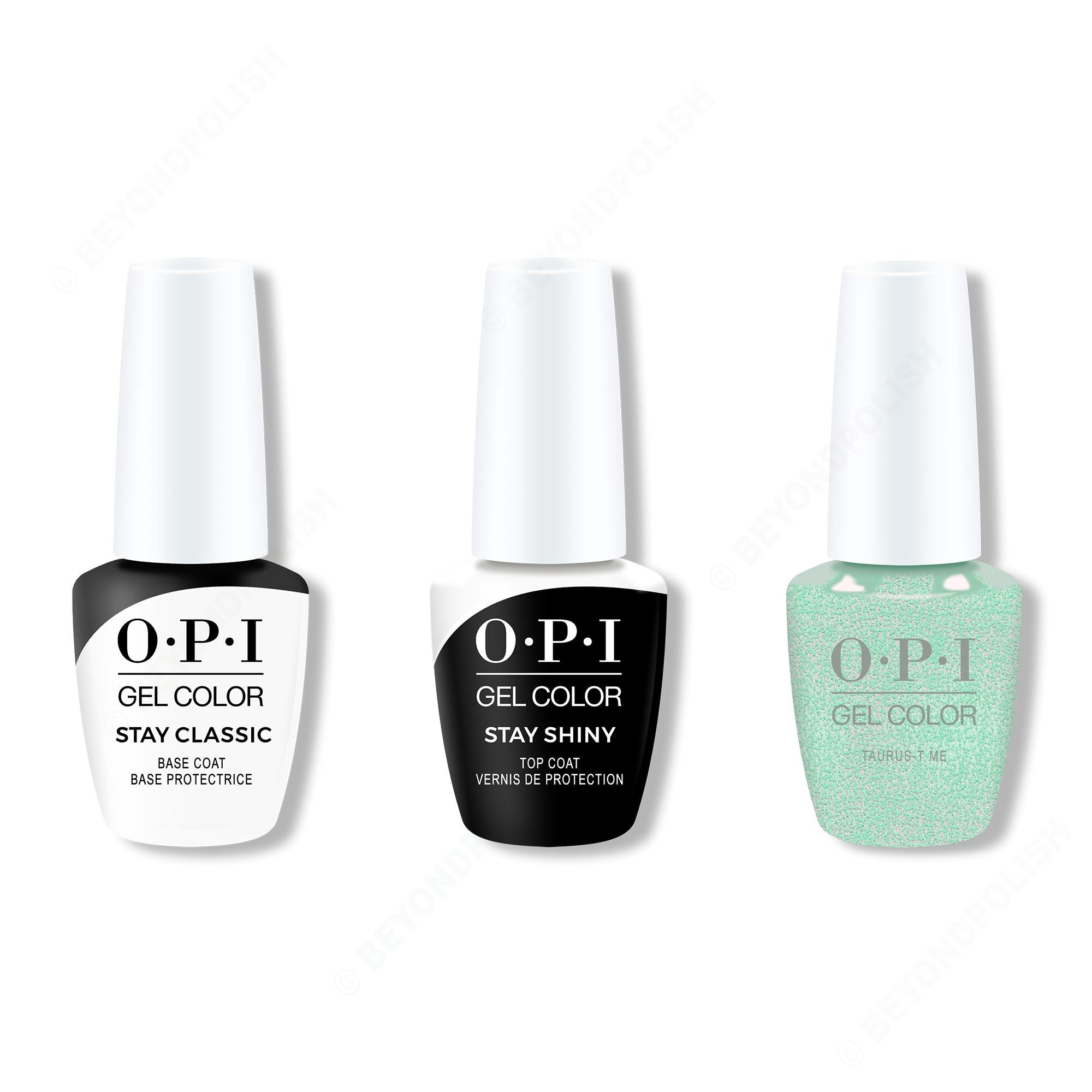OPI GelColor Combo - Stay Classic Base, Shiny Top & Taurus-t Me - Long Lasting Formula