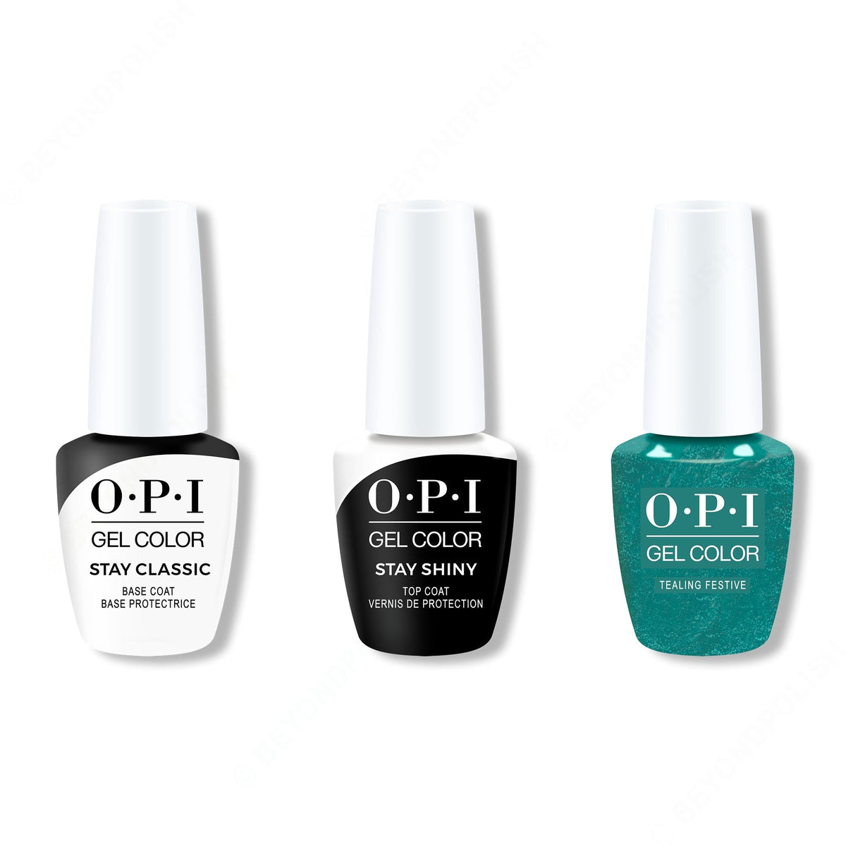 OPI GelColor Combo - Stay Classic Base, Shiny Top & Tealing Festive - Long Lasting Formula