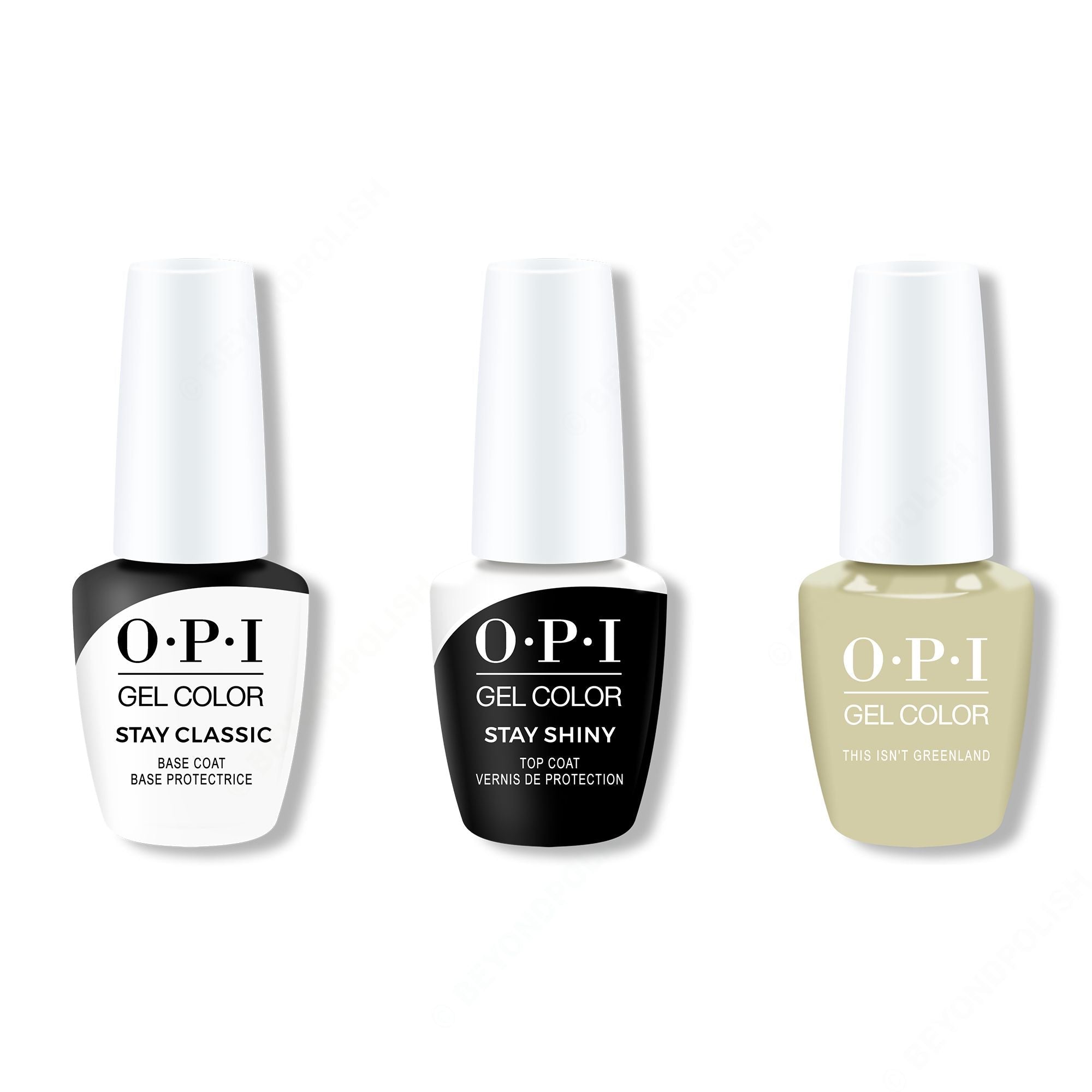 OPI GelColor Combo - Stay Classic Base, Shiny Top & This Isn't Greenland - Long Lasting Formula