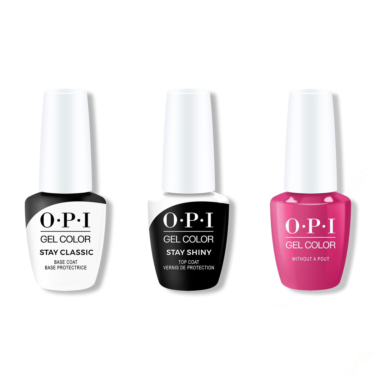 OPI GelColor Combo - Stay Classic Base, Shiny Top & Without a Pout - Long Lasting Formula