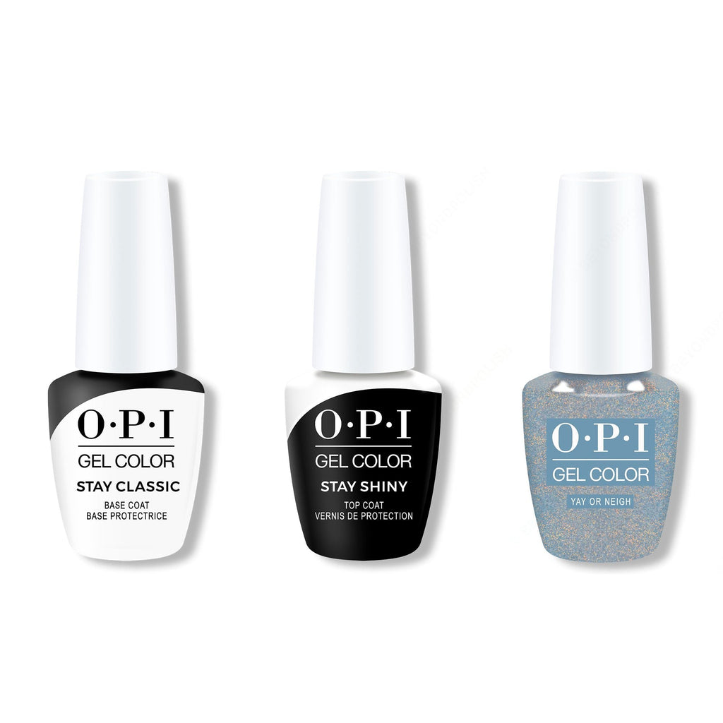 OPI GelColor Combo - Stay Classic Base, Shiny Top & Yay or Neigh - Long Lasting Formula