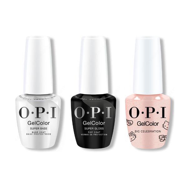 OPI GelColor Combo - Super Base, Super Gloss Top & Big Celebration - Long Lasting Formula