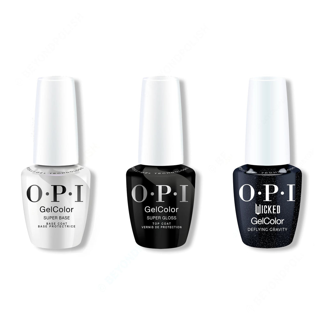 OPI GelColor Combo - Super Base, Super Gloss Top & Deflying Gravity - Long Lasting Formula