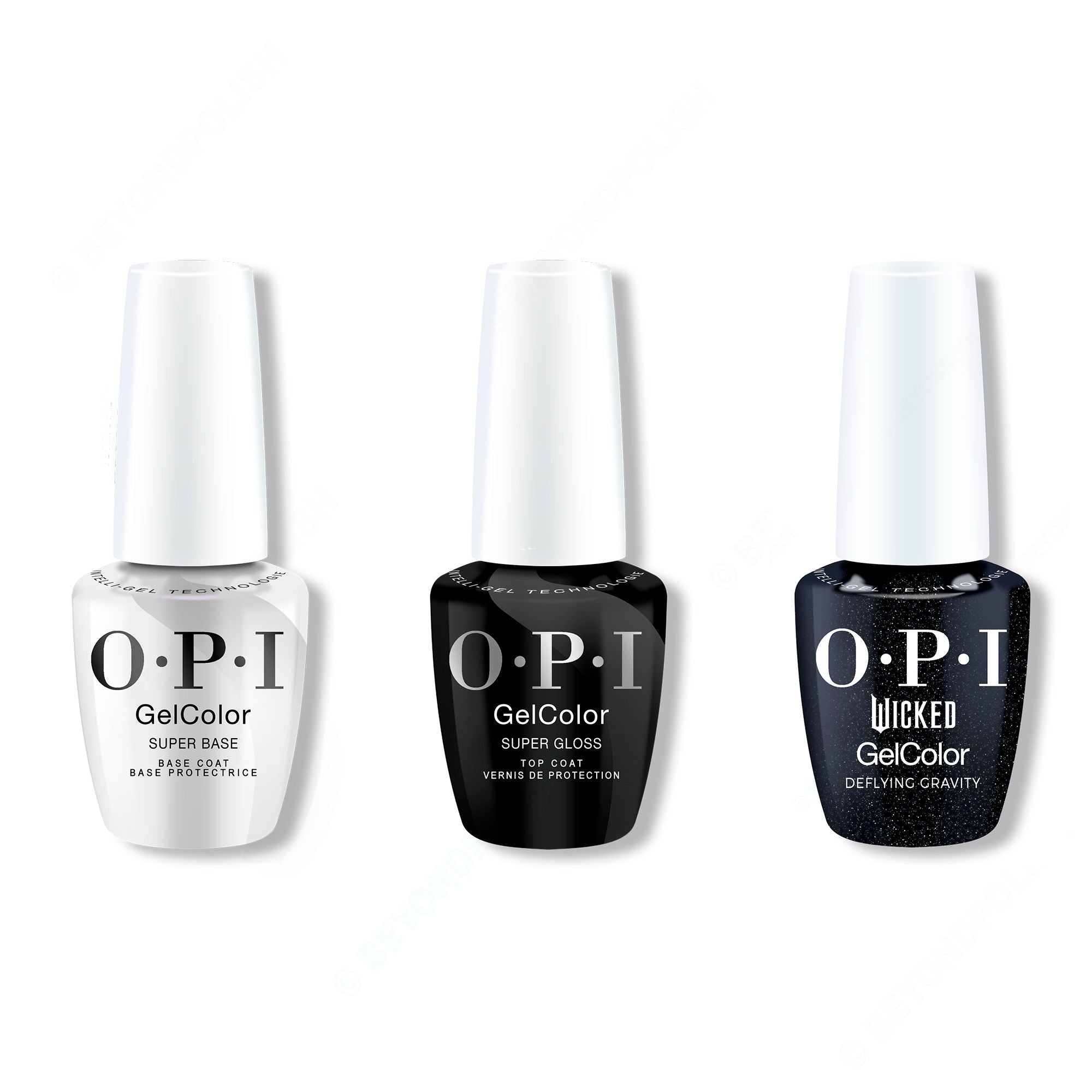 OPI GelColor Combo - Super Base, Super Gloss Top & Deflying Gravity - Long Lasting Formula