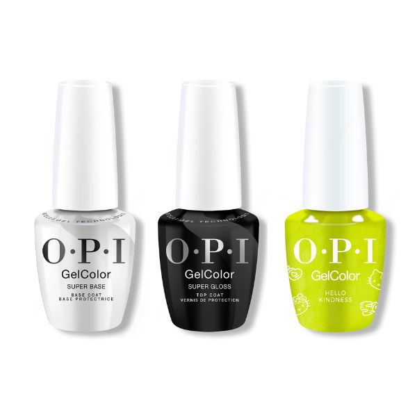 OPI GelColor Combo - Super Base, Super Gloss Top & Hello Kindness - Long Lasting Formula