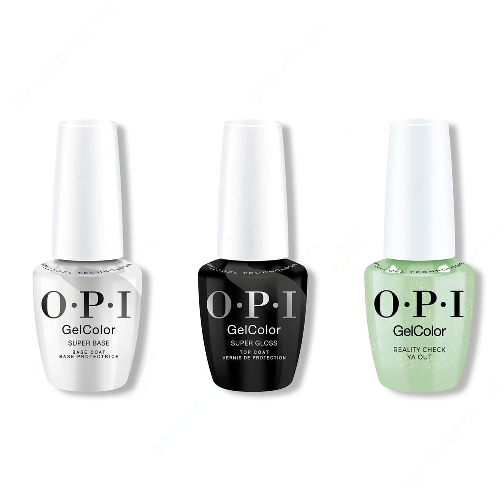 OPI GelColor Intelli-Gel Combo - Super Base Coat, Super Gloss Top Coat & AppointMINT Confirmed - Long Lasting Formula