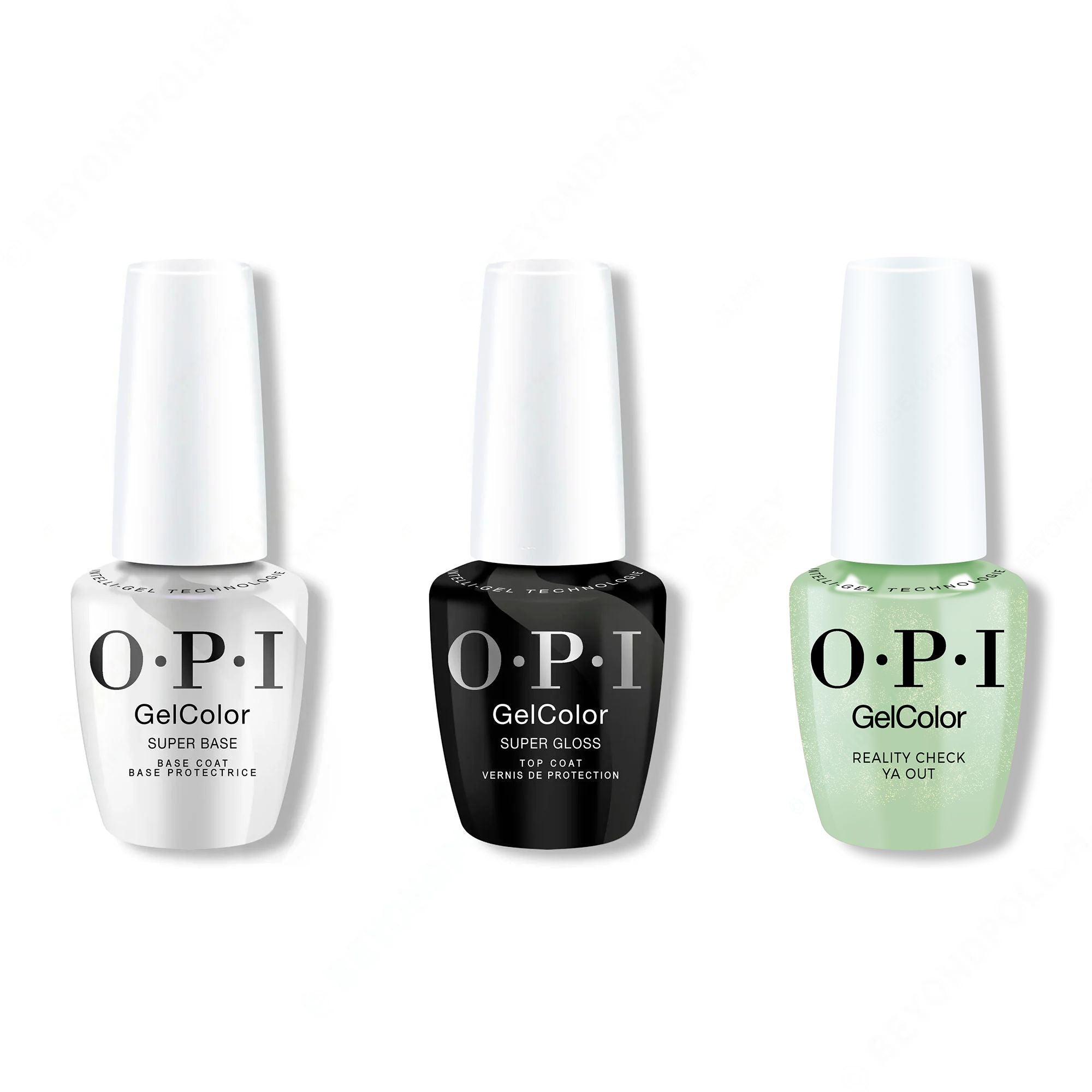 OPI GelColor Intelli-Gel Combo - Super Base Coat, Super Gloss Top Coat & AppointMINT Confirmed - Long Lasting Formula