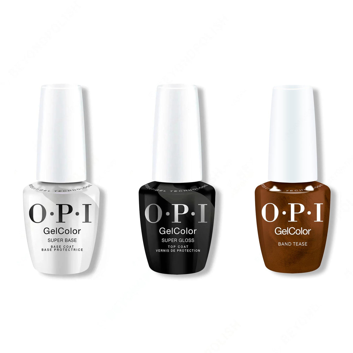 OPI GelColor Intelli-Gel Combo - Super Base Coat, Super Gloss Top Coat & Band Tease - Long Lasting Formula