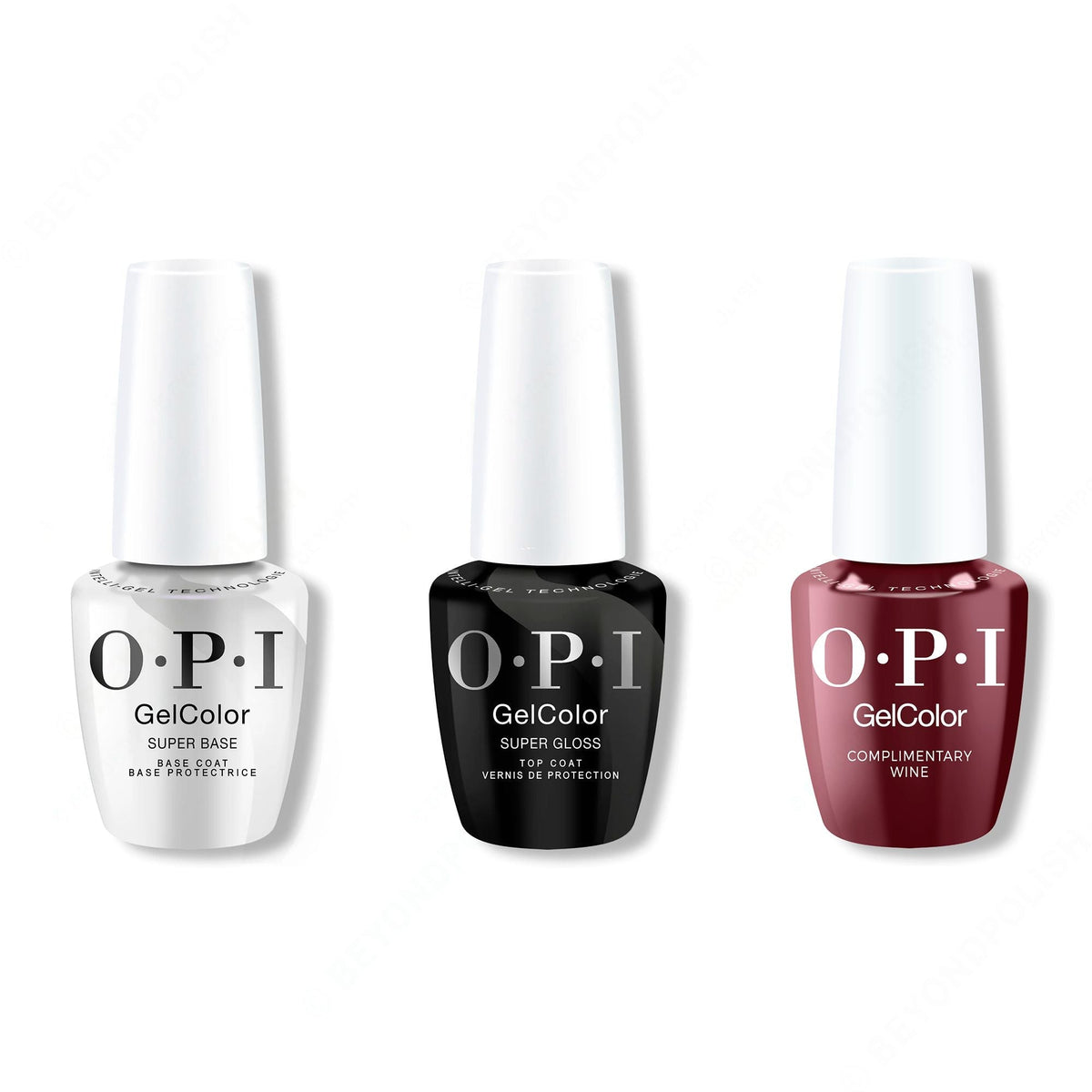 OPI GelColor Intelli-Gel Combo - Super Base Coat, Super Gloss Top Coat & Complimentary Wine - Long Lasting Formula