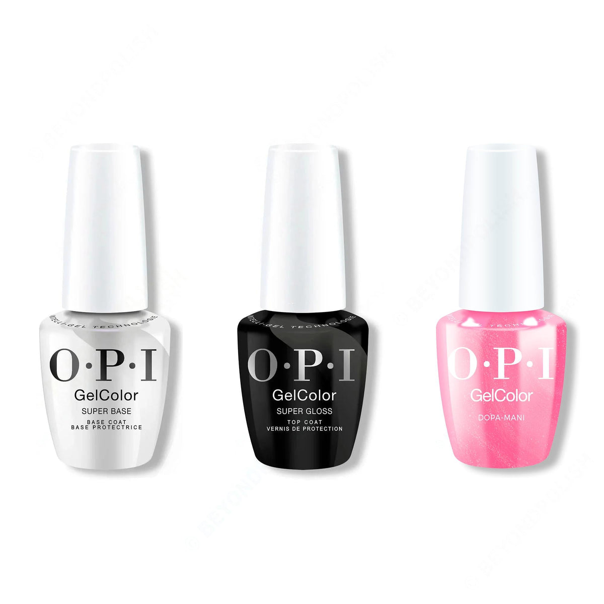 OPI GelColor Intelli-Gel Combo - Super Base Coat, Super Gloss Top Coat & Dopa-mani - Long Lasting Formula