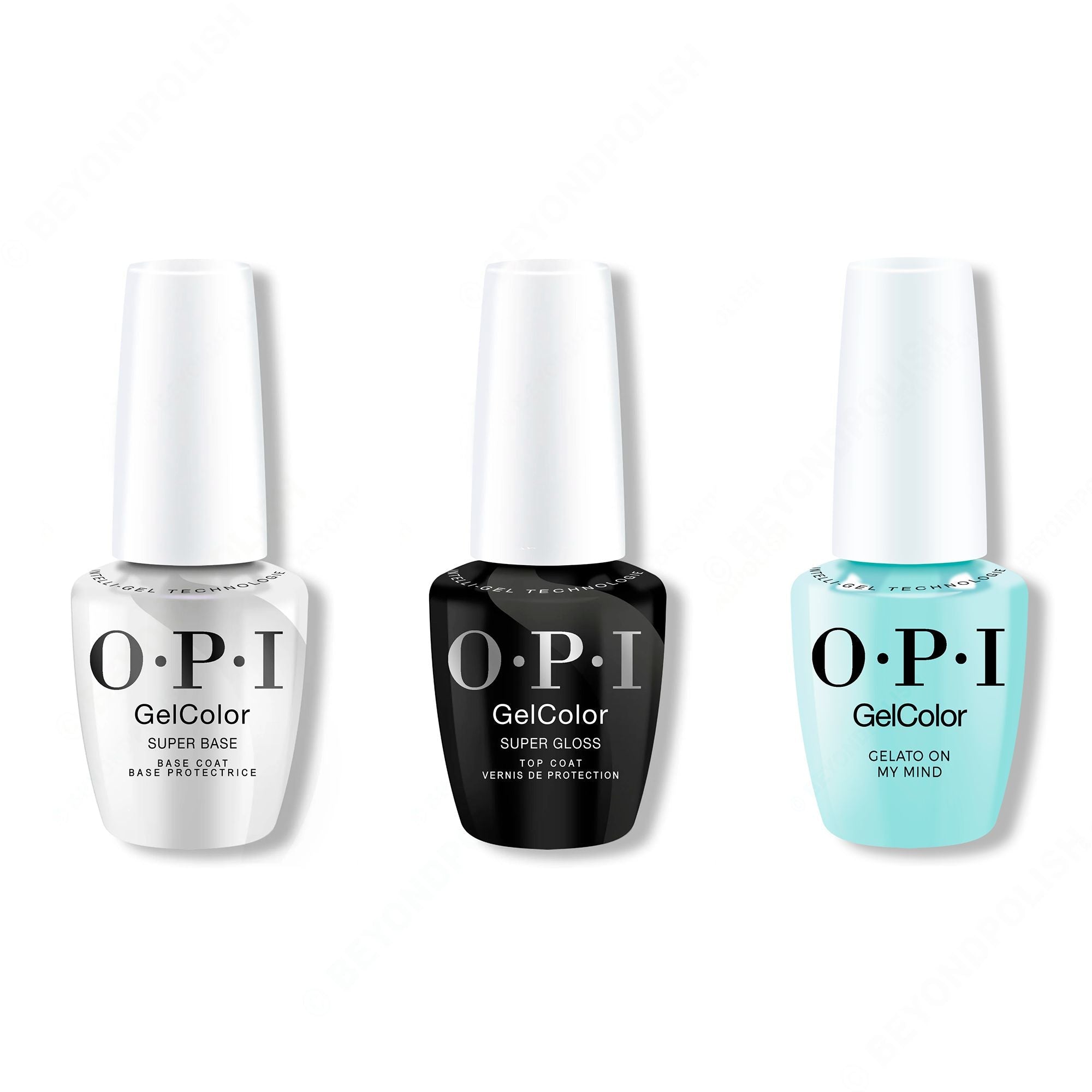 OPI GelColor Intelli-Gel Combo - Super Base Coat, Super Gloss Top Coat & Gelato On My Mind - Long Lasting Formula
