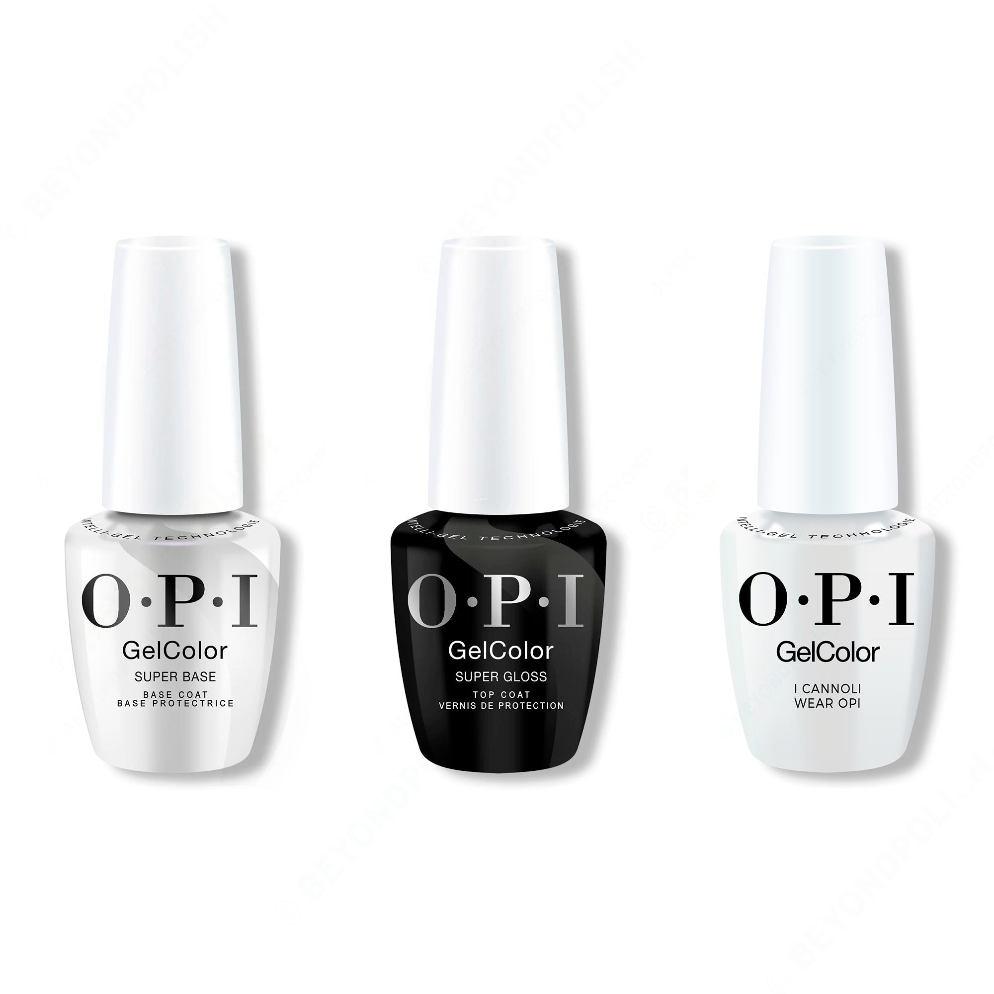 OPI GelColor Intelli-Gel Combo - Super Base Coat, Super Gloss Top Coat & I Cannoli Wear OPI - Long Lasting Formula