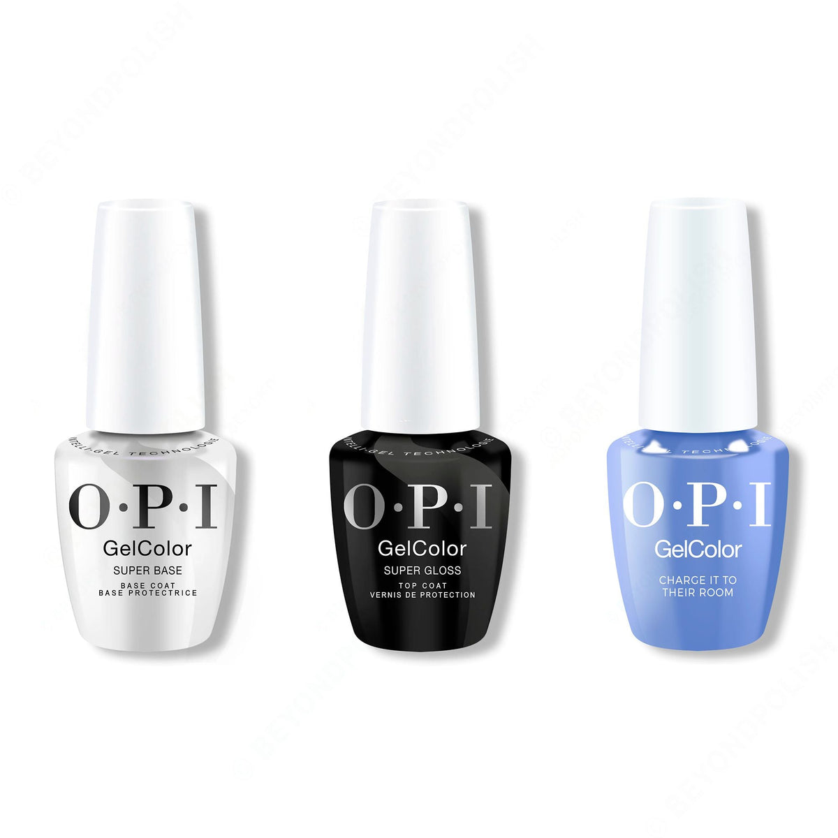OPI GelColor Intelli-Gel Combo - Super Base Coat, Super Gloss Top Coat & Intelli-Gel Charge It To Their Room - Long Lasting Formula
