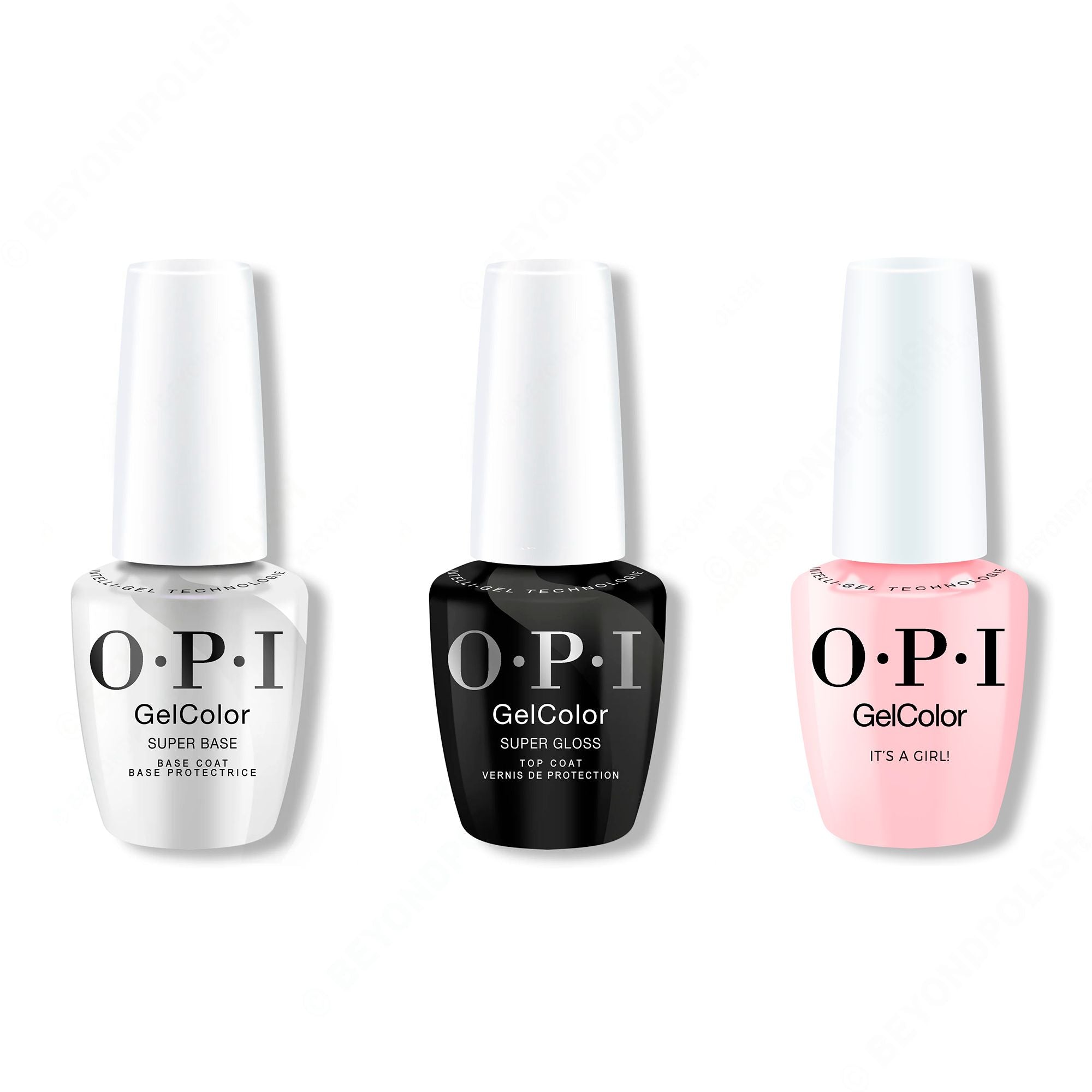 OPI GelColor Intelli-Gel Combo - Super Base Coat, Super Gloss Top Coat & It's a Girl! - Long Lasting Formula