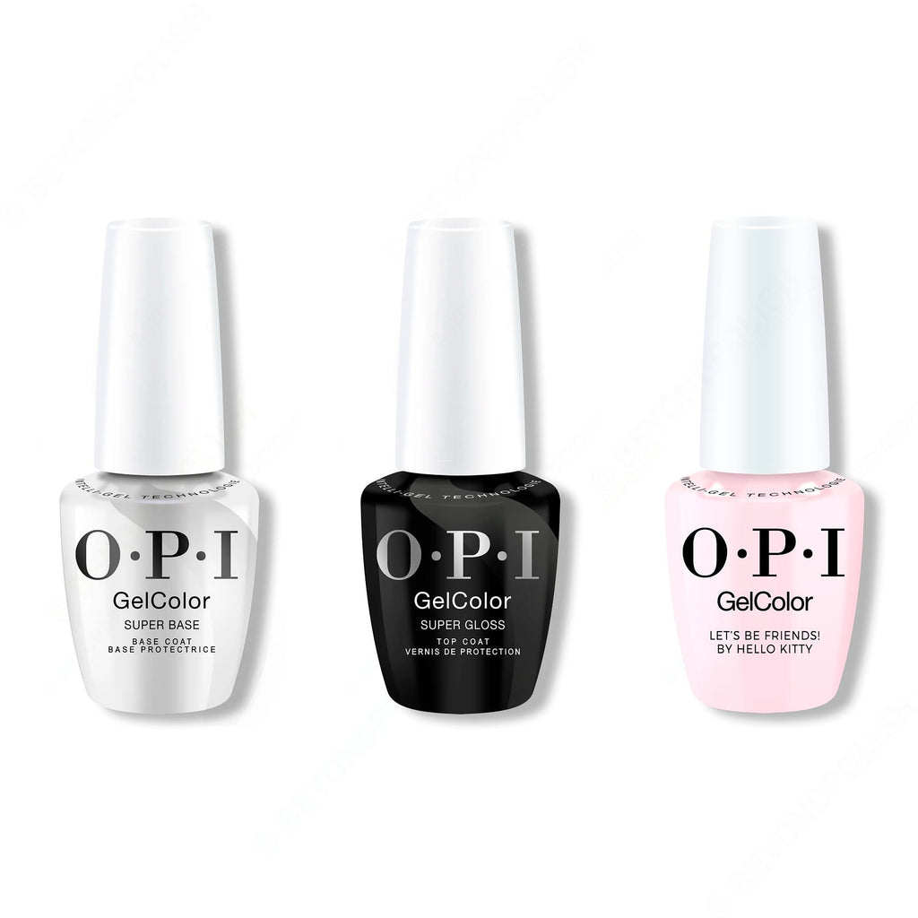 OPI GelColor Intelli-Gel Combo - Super Base Coat, Super Gloss Top Coat & Let's Be Friends! - Long Lasting Formula