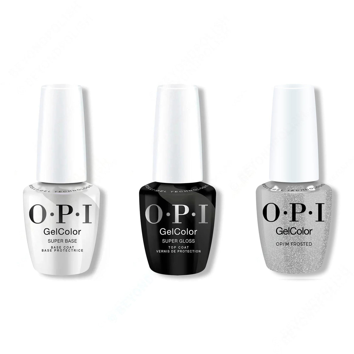 OPI GelColor Intelli-Gel Combo - Super Base Coat, Super Gloss Top Coat & OPI'm Frosted - Long Lasting Formula