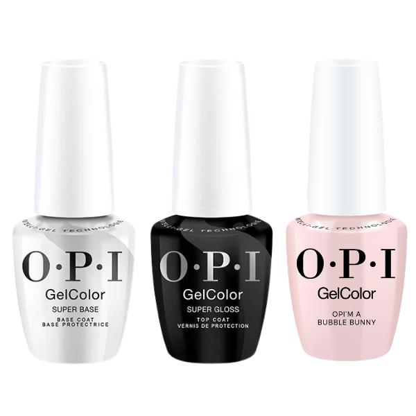 OPI GelColor Intelli-Gel Combo - Super Base Coat, Super Gloss Top Coat & OPI'm a Bubble Bunny - OPIcons Spring 2026 - Long Lasting Formula