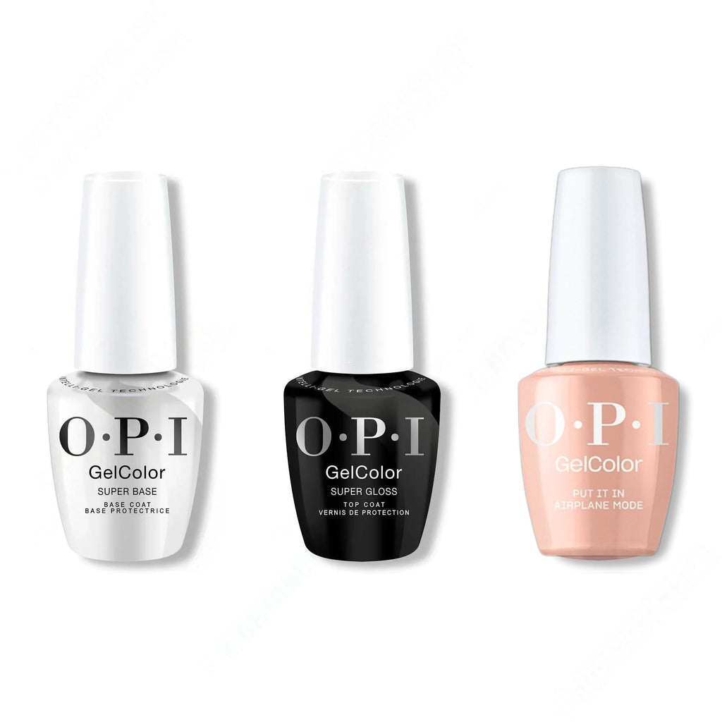 OPI GelColor Intelli-Gel Combo - Super Base Coat, Super Gloss Top Coat & Put It in Airplane Mode - OPIcons Spring 2026 - Long Lasting Formula