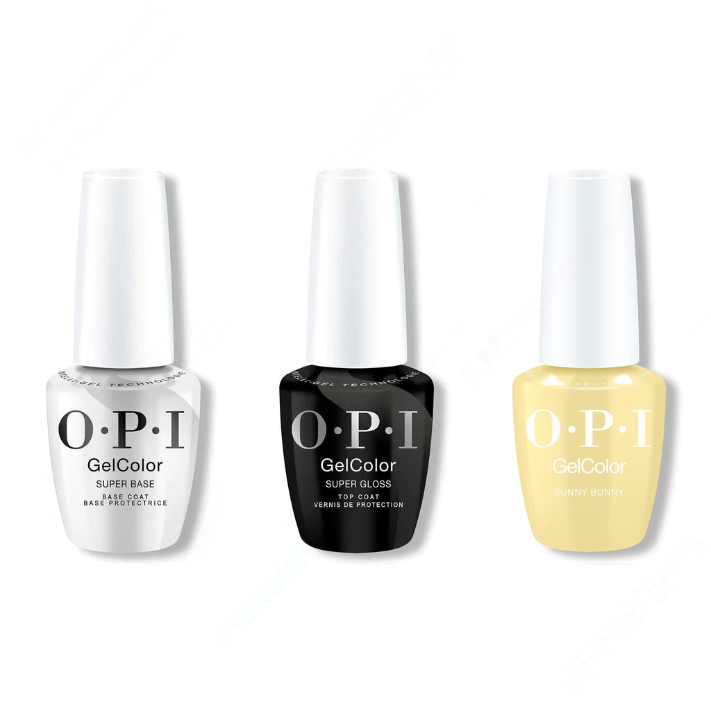 OPI GelColor Intelli-Gel Combo - Super Base Coat, Super Gloss Top Coat & Sunny Bunny - OPIcons Spring 2026 - Long Lasting Formula