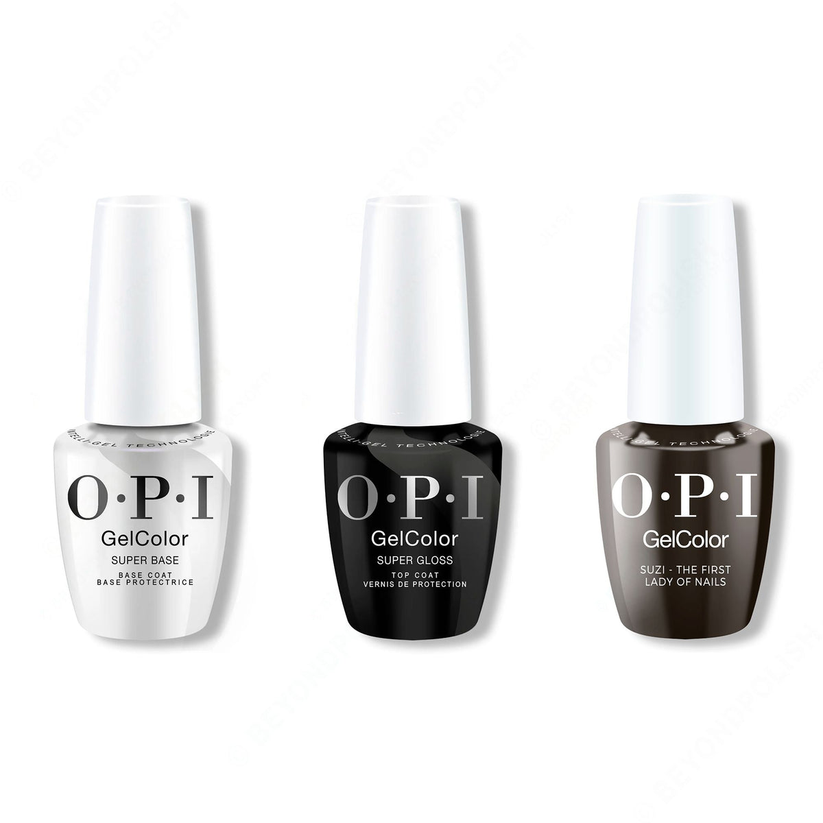 OPI GelColor Intelli-Gel Combo - Super Base Coat, Super Gloss Top Coat & Suzi The First Lady Of Nails - Long Lasting Formula