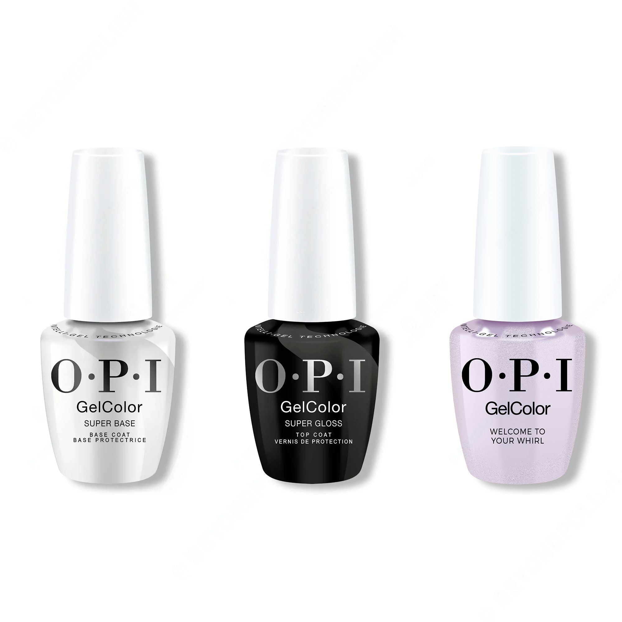 OPI GelColor Intelli-Gel Combo - Super Base Coat, Super Gloss Top Coat & Welcome to Your Whirl - Long Lasting Formula