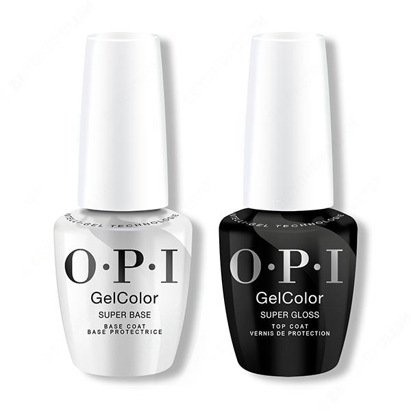OPI GelColor Intelli-Gel - Super Base Coat and Super Gloss Top Coat Combo - Long Lasting Formula