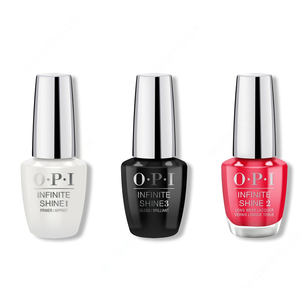 OPI - Infinite Shine Combo - Base, Top & Cajun Shrimp - Long Lasting Formula