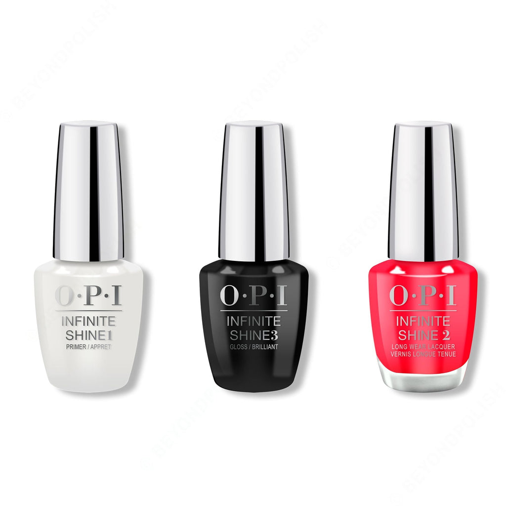 OPI - Infinite Shine Combo - Base, Top & Coco-Cola Red - Long Lasting Formula