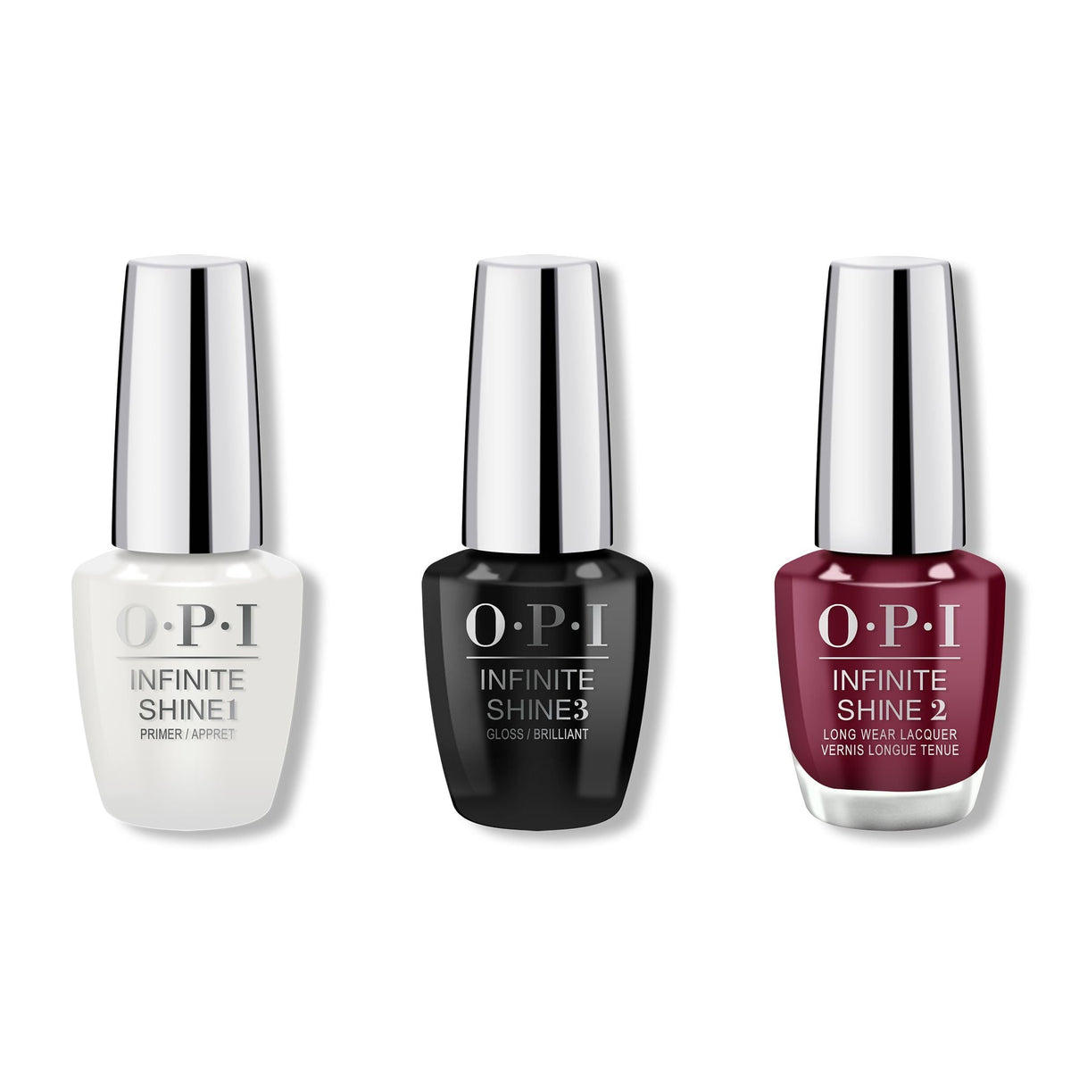 OPI - Infinite Shine Combo - Base, Top & Malaga Wine - Long Lasting Formula