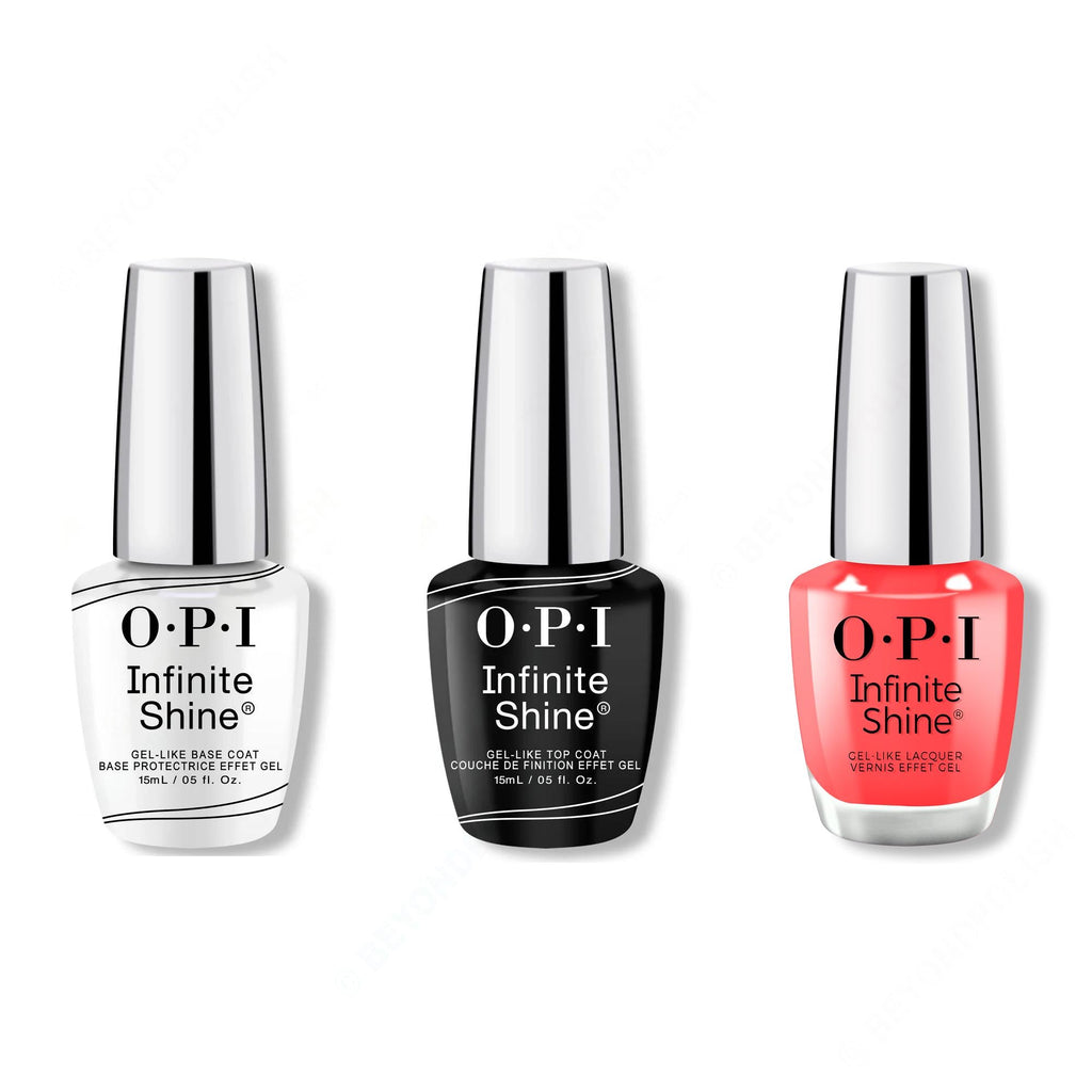 OPI - Infinite Shine Combo - Base, Top & Pack a Cherry-on Bag - Long Lasting Formula