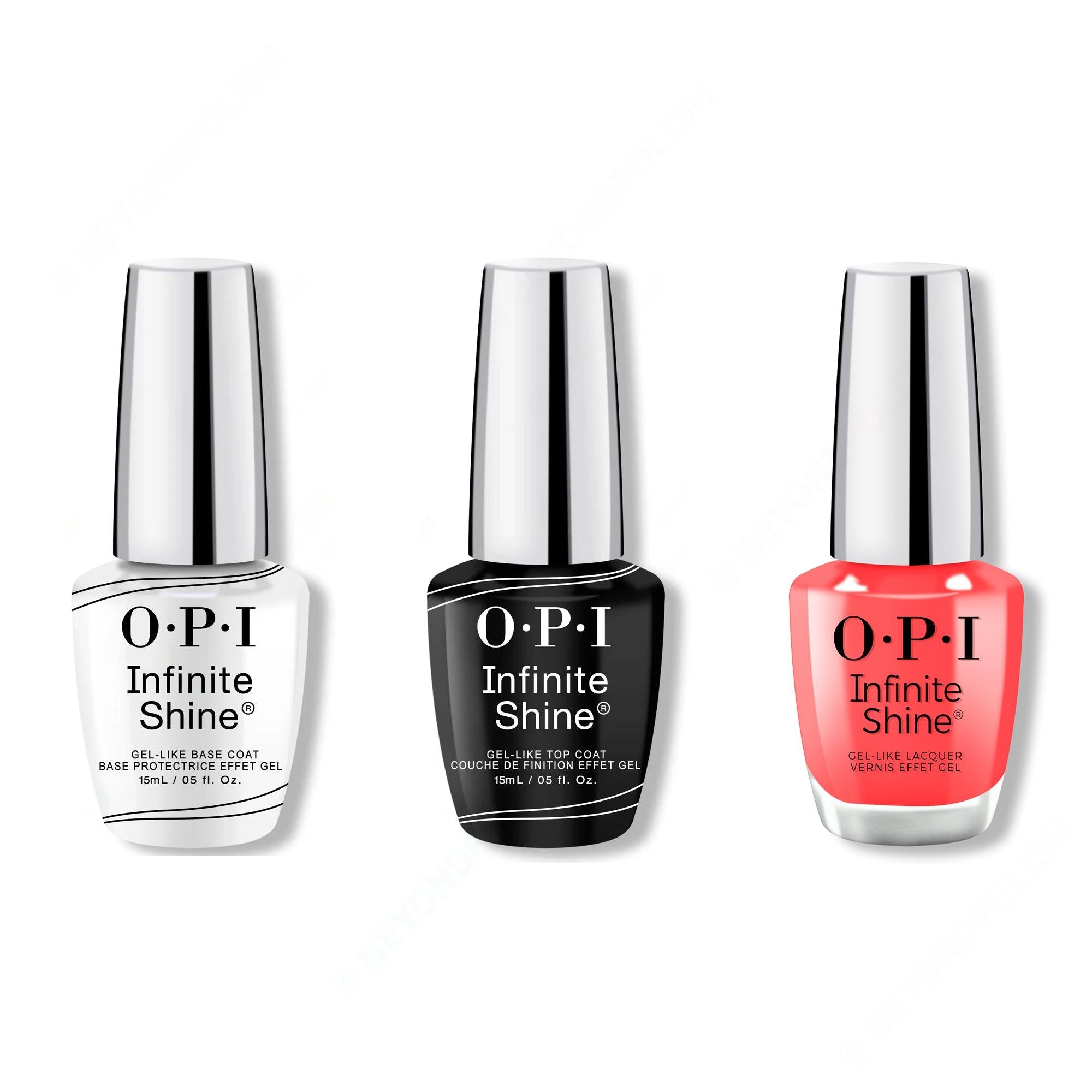 OPI - Infinite Shine Combo - Base, Top & Pack a Cherry-on Bag - Long Lasting Formula