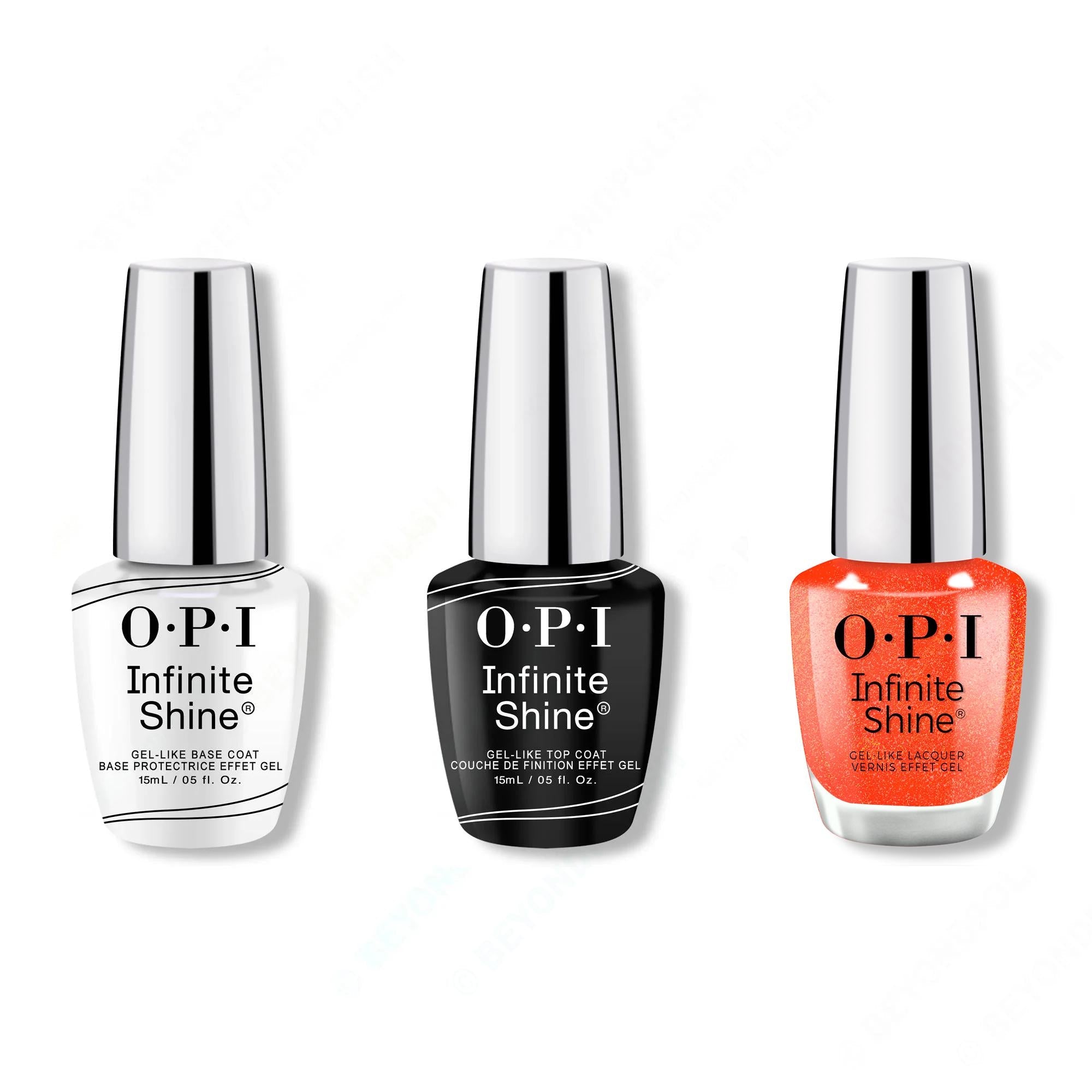 OPI - Infinite Shine Combo - Base, Top & Shock Em Orange - OPIcons Spring 2026 - Long Lasting Formula