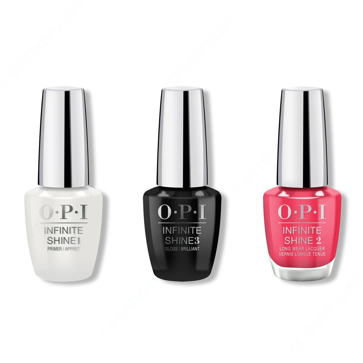OPI - Infinite Shine Combo - Base, Top & Strawberry Margarita - Long Lasting Formula