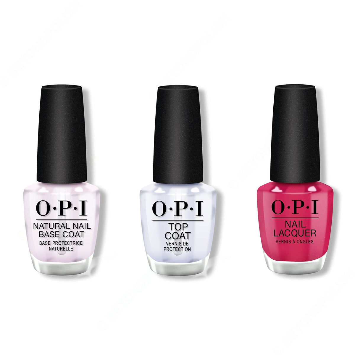 OPI - Nail Lacquer Combo - Base, Top & 15 Minutes of Flame - Long Lasting Formula