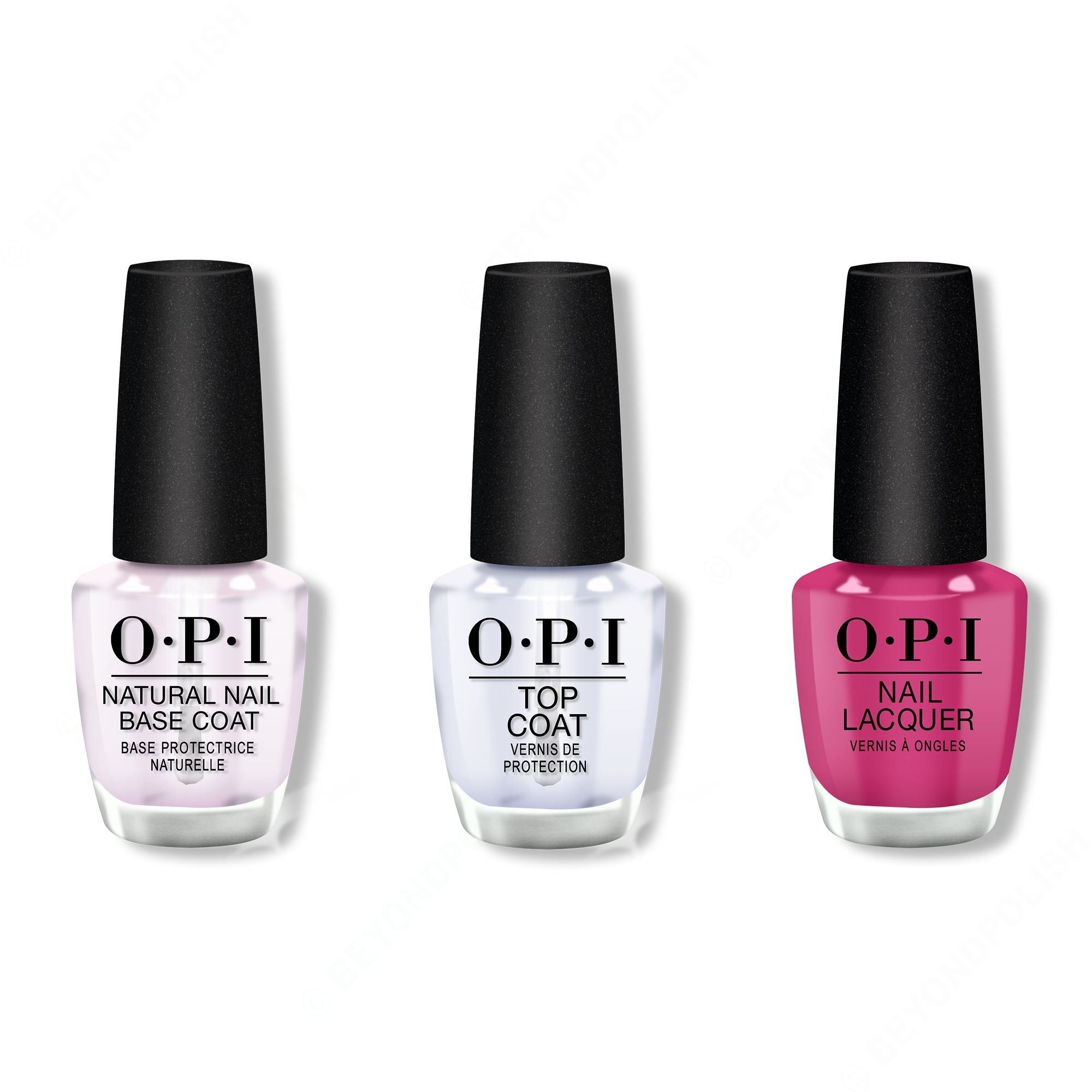 OPI - Nail Lacquer Combo - Base, Top & 7th & Flower - Long Lasting Formula