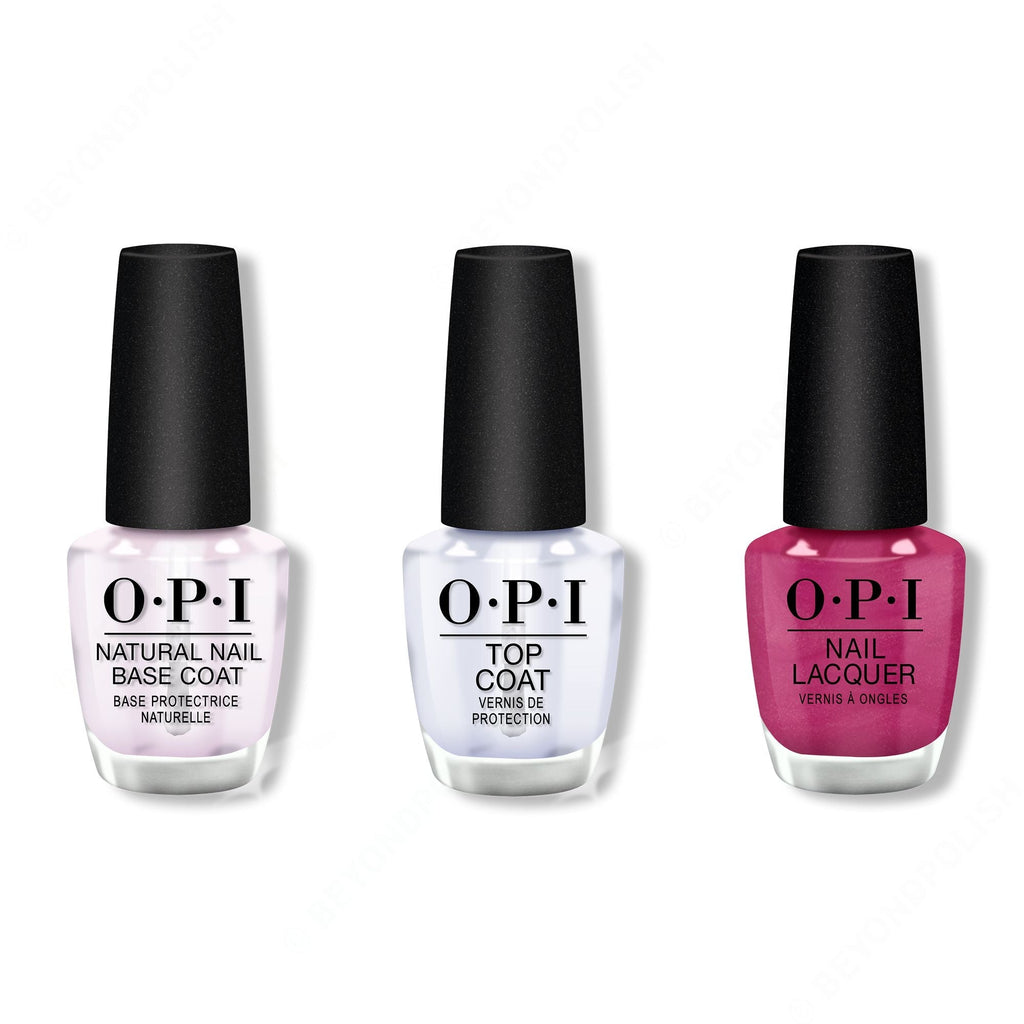 OPI - Nail Lacquer Combo - Base, Top & A Rose At Dawn... Broke By Noon 0.5 oz - Long Lasting Formula