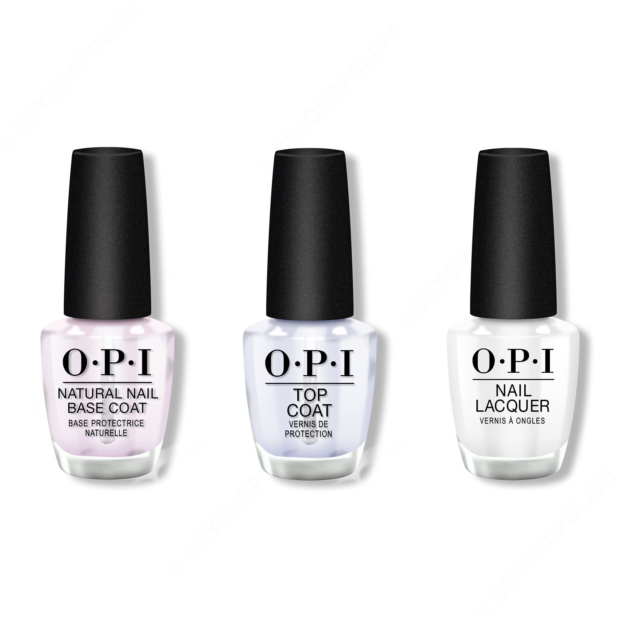 OPI - Nail Lacquer Combo - Base, Top & Alpine Snow 0.5 oz - Long Lasting Formula