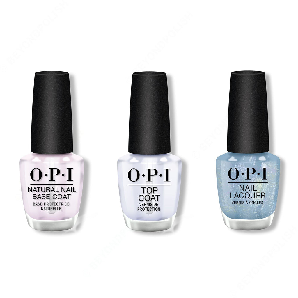 OPI - Nail Lacquer Combo - Base, Top & Angels Flight to Starry Nights - Long Lasting Formula