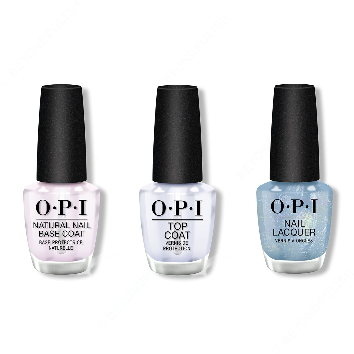 OPI - Nail Lacquer Combo - Base, Top & Angels Flight to Starry Nights - Long Lasting Formula