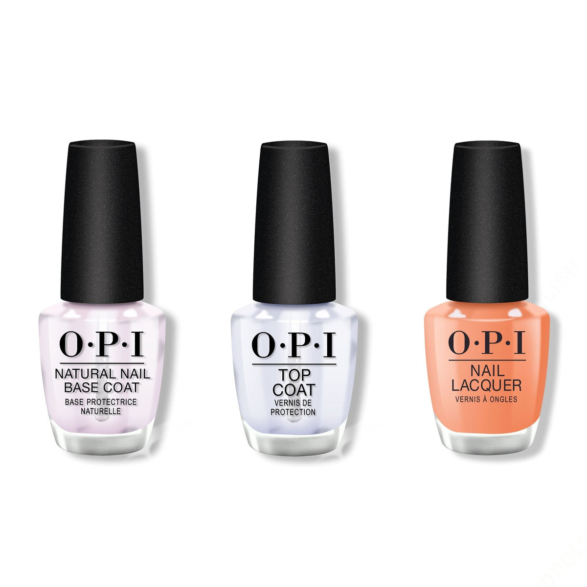 OPI - Nail Lacquer Combo - Base, Top & Apricot AF - Long Lasting Formula