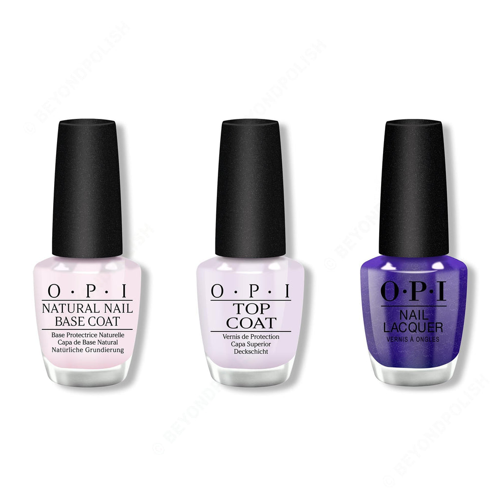 OPI - Nail Lacquer Combo - Base, Top & Aquarius Renegade - Long Lasting Formula