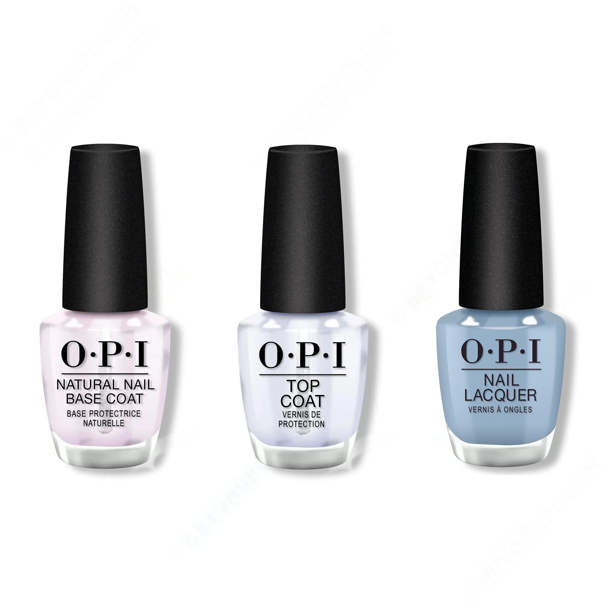OPI - Nail Lacquer Combo - Base, Top & Baggy Jean Baby - Long Lasting Formula