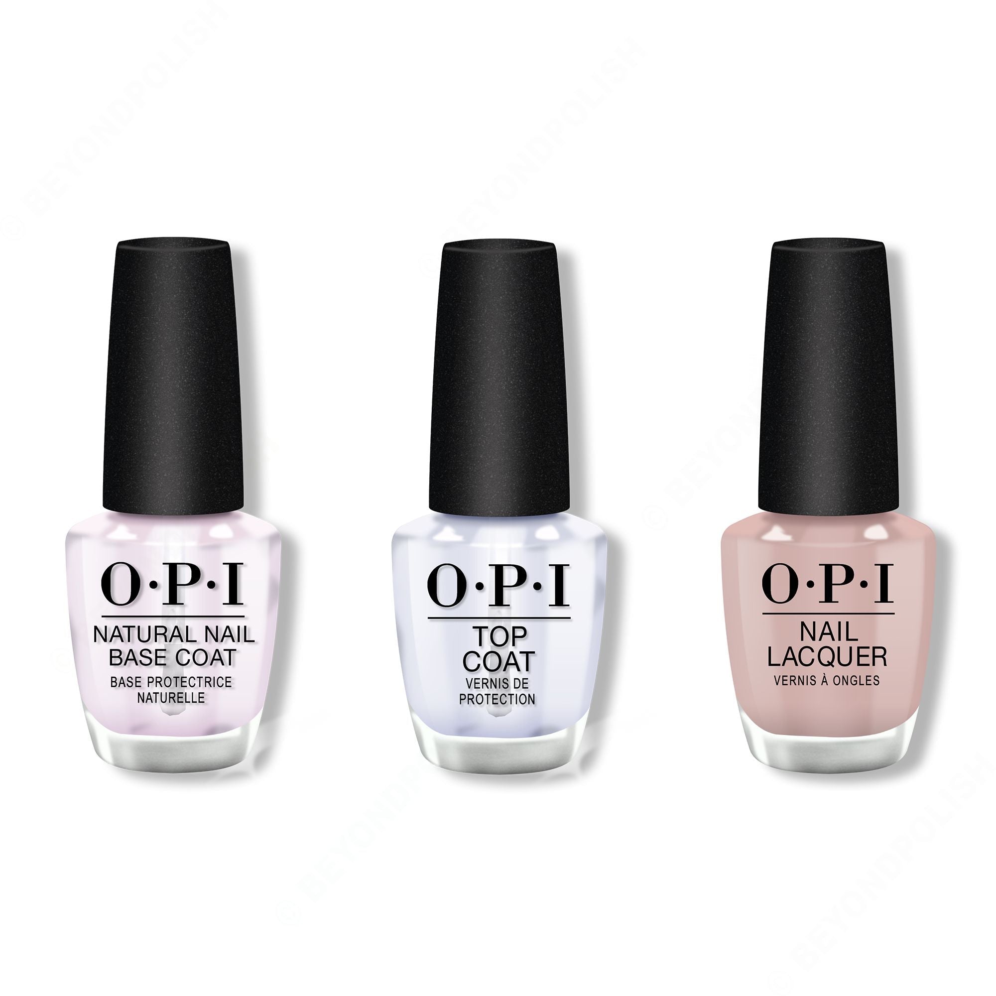 OPI - Nail Lacquer Combo - Base, Top & Bare My Soul 0.5 oz - Long Lasting Formula