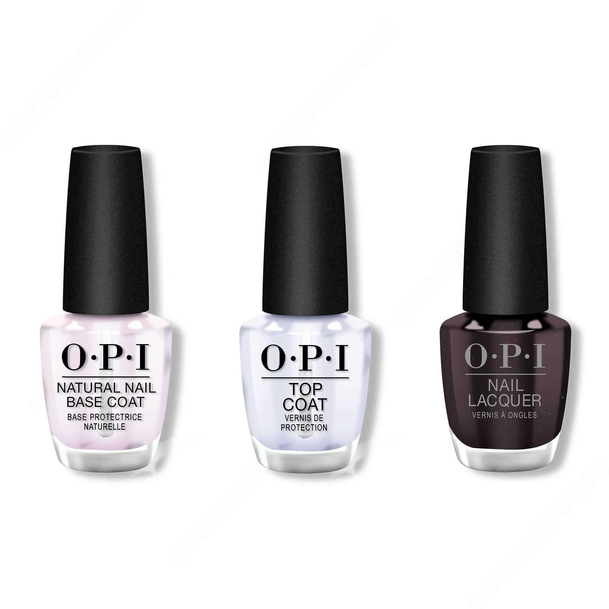 OPI - Nail Lacquer Combo - Base, Top & Black Cherry Chutney 0.5 oz - Long Lasting Formula
