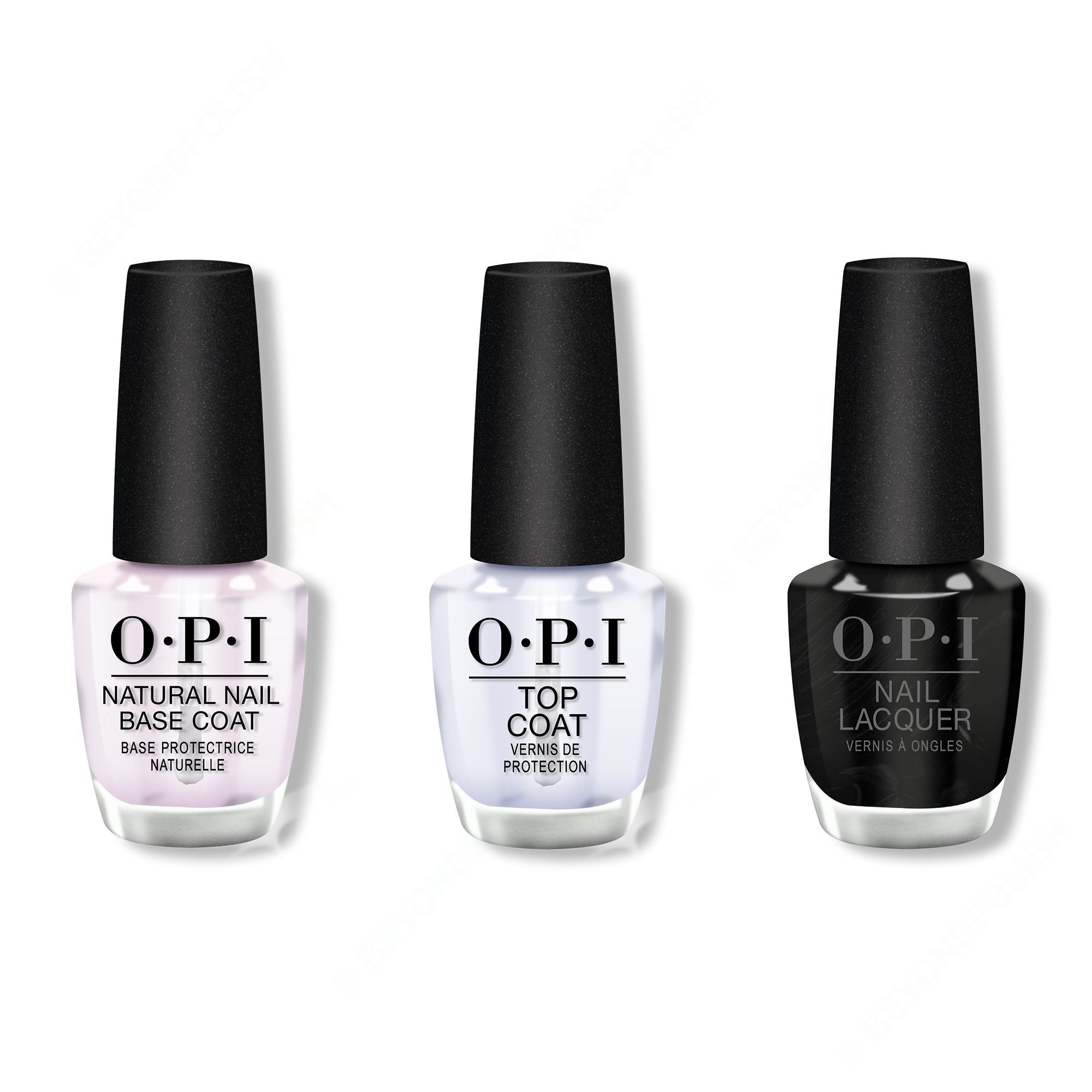 OPI - Nail Lacquer Combo - Base, Top & Black Onyx 0.5 oz - Long Lasting Formula