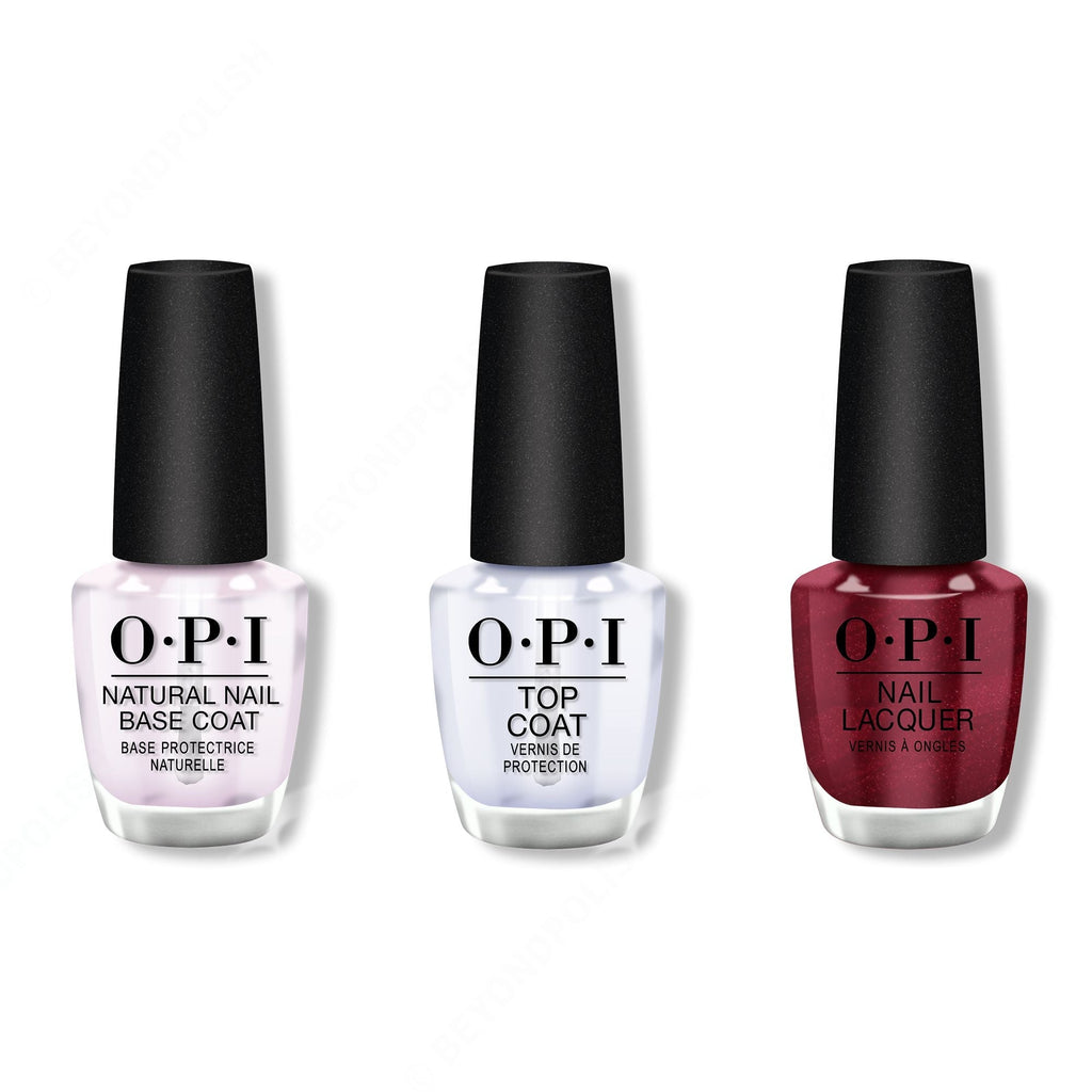 OPI - Nail Lacquer Combo - Base, Top & Bogota Blackberry 0.5 oz - Long Lasting Formula