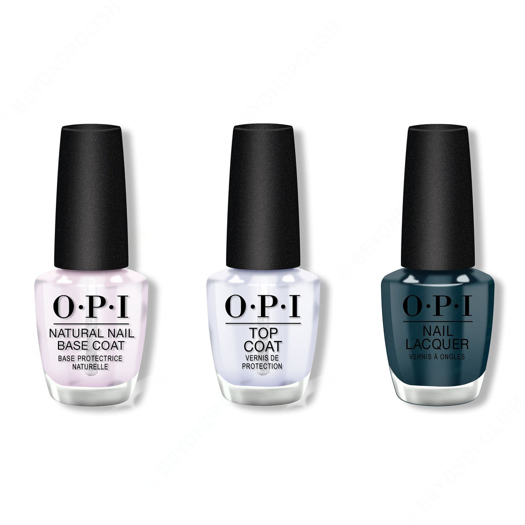 OPI - Nail Lacquer Combo - Base, Top & CIA = Color Is Awesome 0.5 oz - Long Lasting Formula